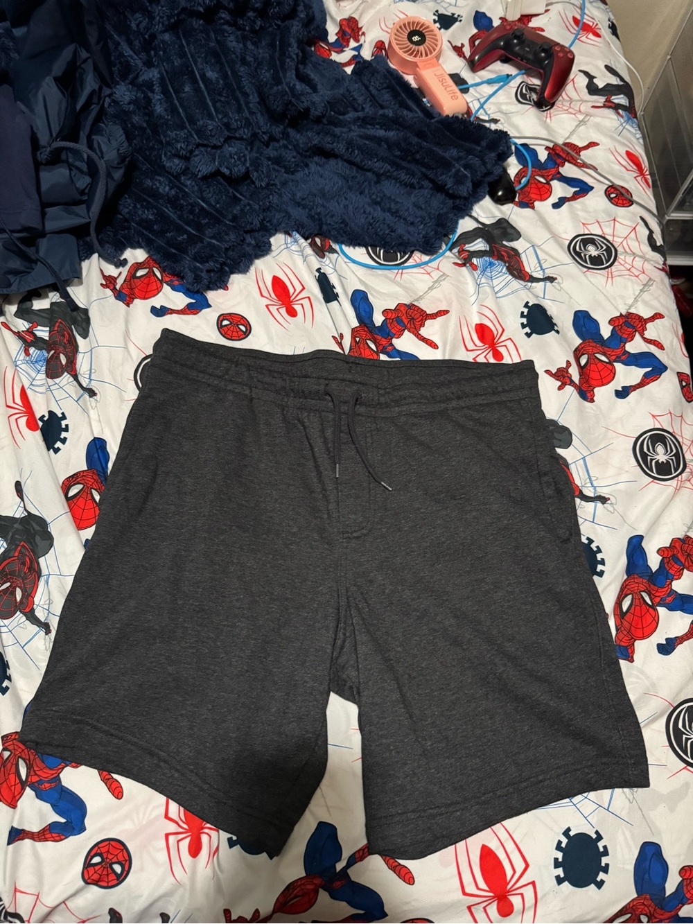 Men's Charcoal Gray Drawstring Athletic Shorts